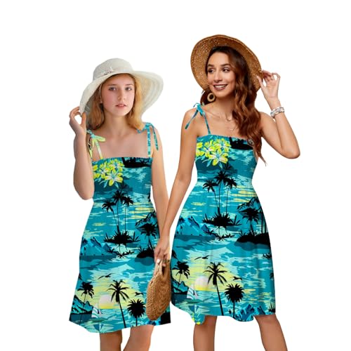 Image of SANGTREE Girls' Women's Summer Sundress Casual Smocked Floral Beach Holiday Dress, 18 Month - XL