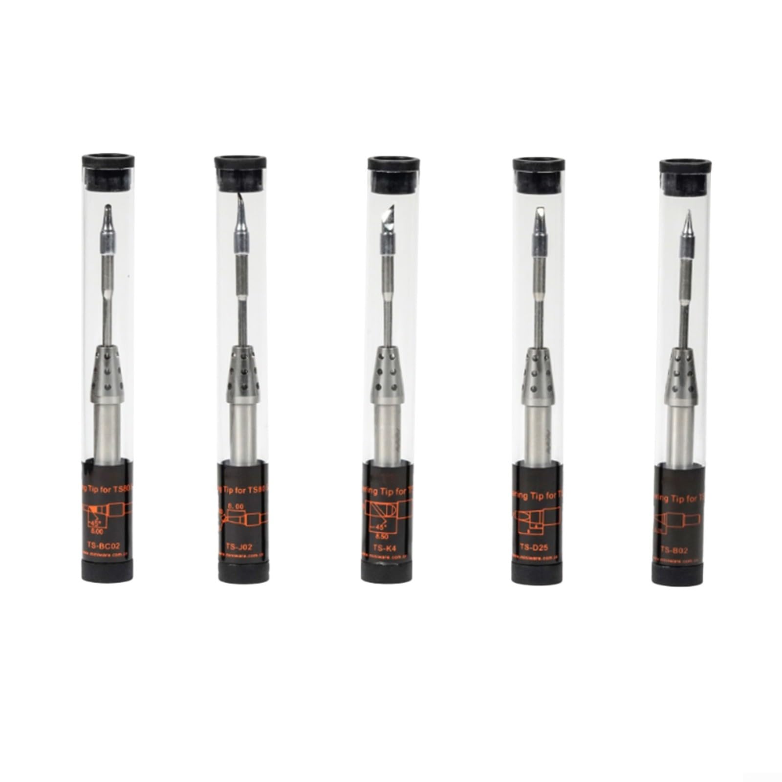 Punta per saldatore in acciaio per Miniware TS1C/TS80, riscaldamento rapido, 3,5 mm, modello B02/D25/J02/BC02/K4, 100 mm (TS-J02)