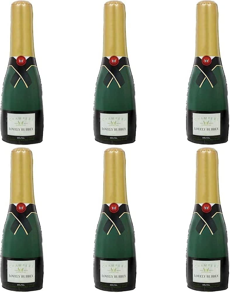 Giant Blow Up Champagne Balloon Bottles 6ft - Pack of 6 - Party Festival New Years Celebrations Pool Summer 6 Feet/180cm Tall