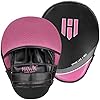 Punching-Mitts-Kickboxing-Muay-Thai-MMA-Boxing-Mitts-Training-Focus-Punch-Mitts-Bags-Hand-Target-Pads-for-Kids-Men-Women-Pair Hawk Sports Punching Mitts for Men, Women, and Kids, Leather Focus Mitts for Martial Arts and Boxing Training, Curved Punch Mitts for Karate, Kickboxing, Krav MAGA, Muay Thai, and Taekwondo, Pink
