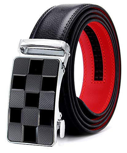 XsFireCow ベルト メンズ おしゃれ 長いベルト 130cm オートロック式 穴なし 本革 紳士ベルト ロング 大きいベルト ビジネス スーツ 仕事 ギフト用 BOXが付属 (ブラック-17)