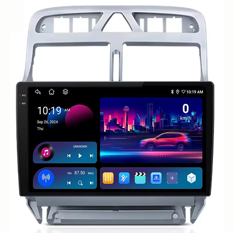 JianJz Estéreo para Coche Android con Pantalla táctil de 9 Pulgadas para Peugeot 307 307CC 307SW 2002-2013 Plug and Play Doble DIN navegación GPS Control Multimedia en el Volante