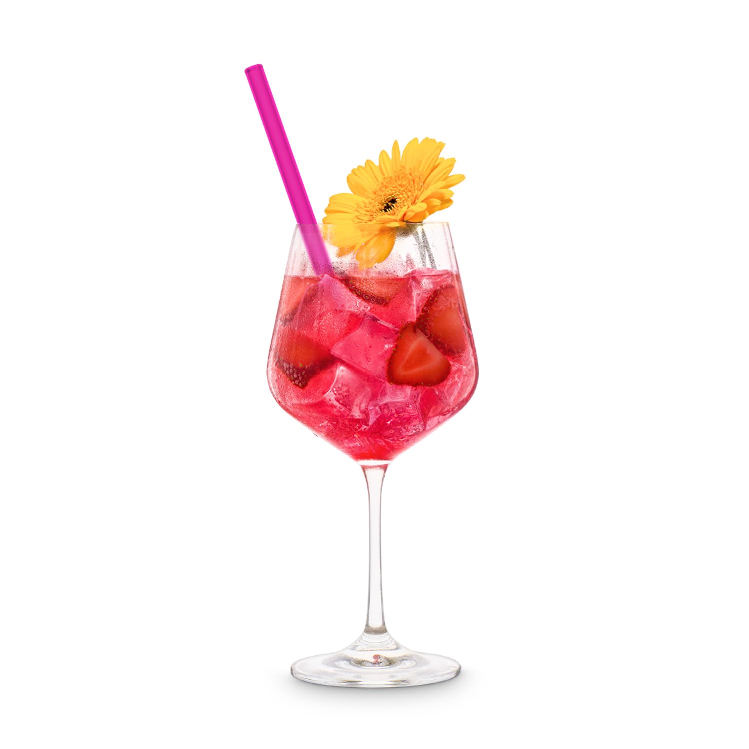HALM Neon Pinke Glas-Strohhalme Wiederverwendbar Trinkhalm - 50 Stück gerade 20 cm für Gastronomie, Restaurant, Bar, Cafe, Hotel - Spülmaschinenfest - Glastrinkhalme