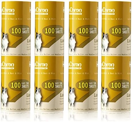 HapChron Extra Sticky Lint Roller Refills Only, Total 800 Easy Tear Sheets , Fits Most 4" Standard Size Lint Roller with Inner Diameter at 1.5", Works Great On Pet Hair(Pack of 8)