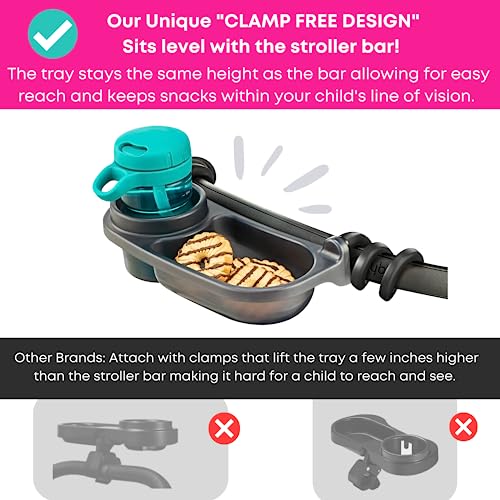 Universal Stroller Snack Tray | Stroller Cup Holder | Silicone Flexible Arms Grip Stroller Bar Stays in Place | Stroller Tray Attachment with Cups Holder for Baby Toddler | Stroller Accessories… - Thumbnail 3