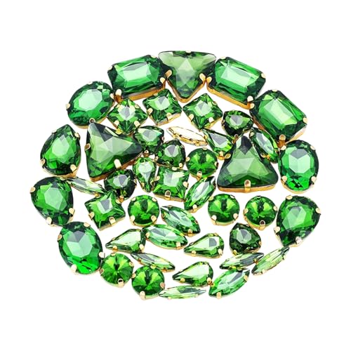 Xinsheinelry 50 piezas de diamantes de imitación para coser con parte trasera plana, piedra de cristal transparente con agujero para ropa, vestido, bolsa, zapatos y joyas, garras de diamantes de