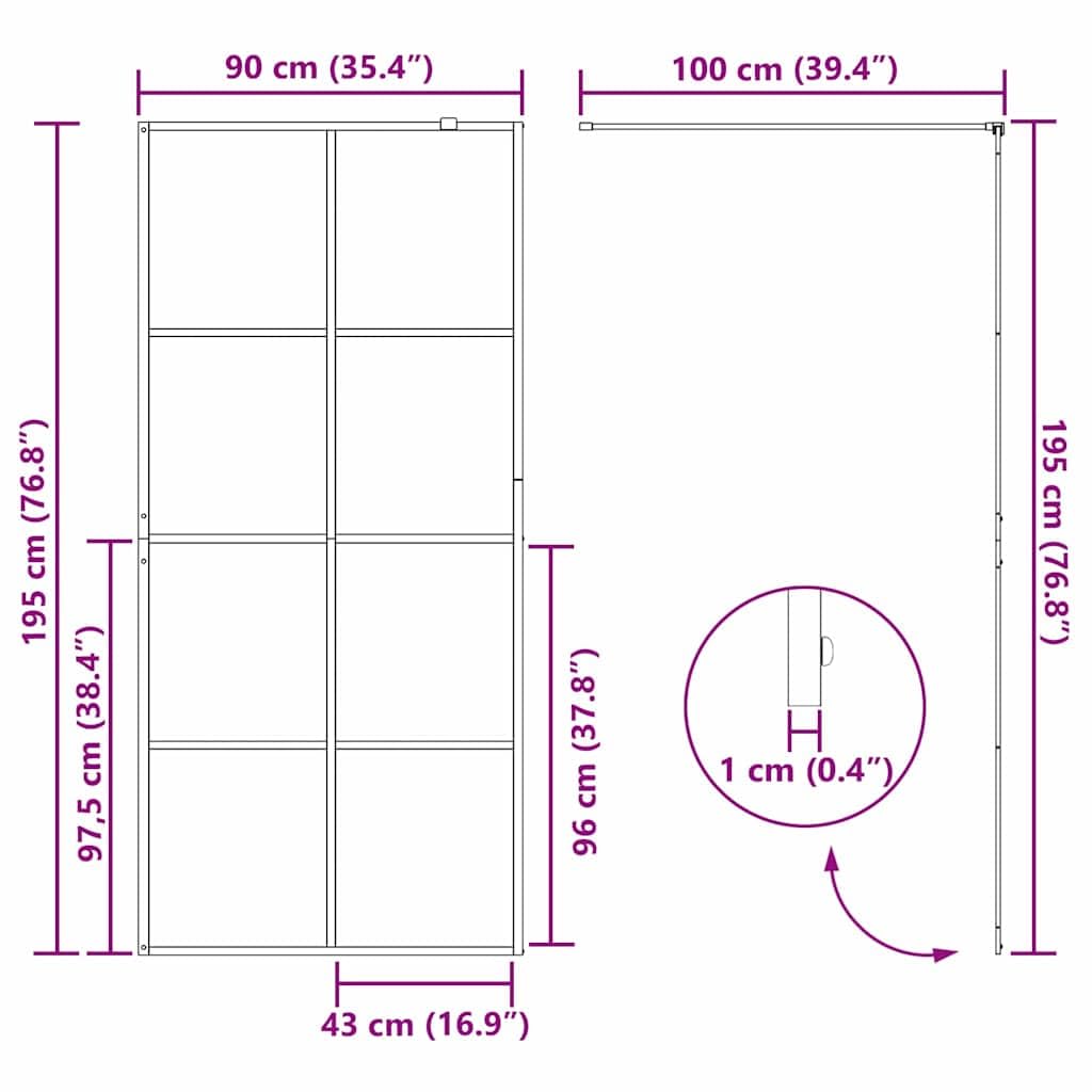 IKAYAA Mampara Ducha Fija 90 x 195 cm Panel Pantalla Fijo Ducha de Vidrio ESG - Mamparas de Ducha Fija con Cristal Templado 5 mm - Mampara Fija Dorado