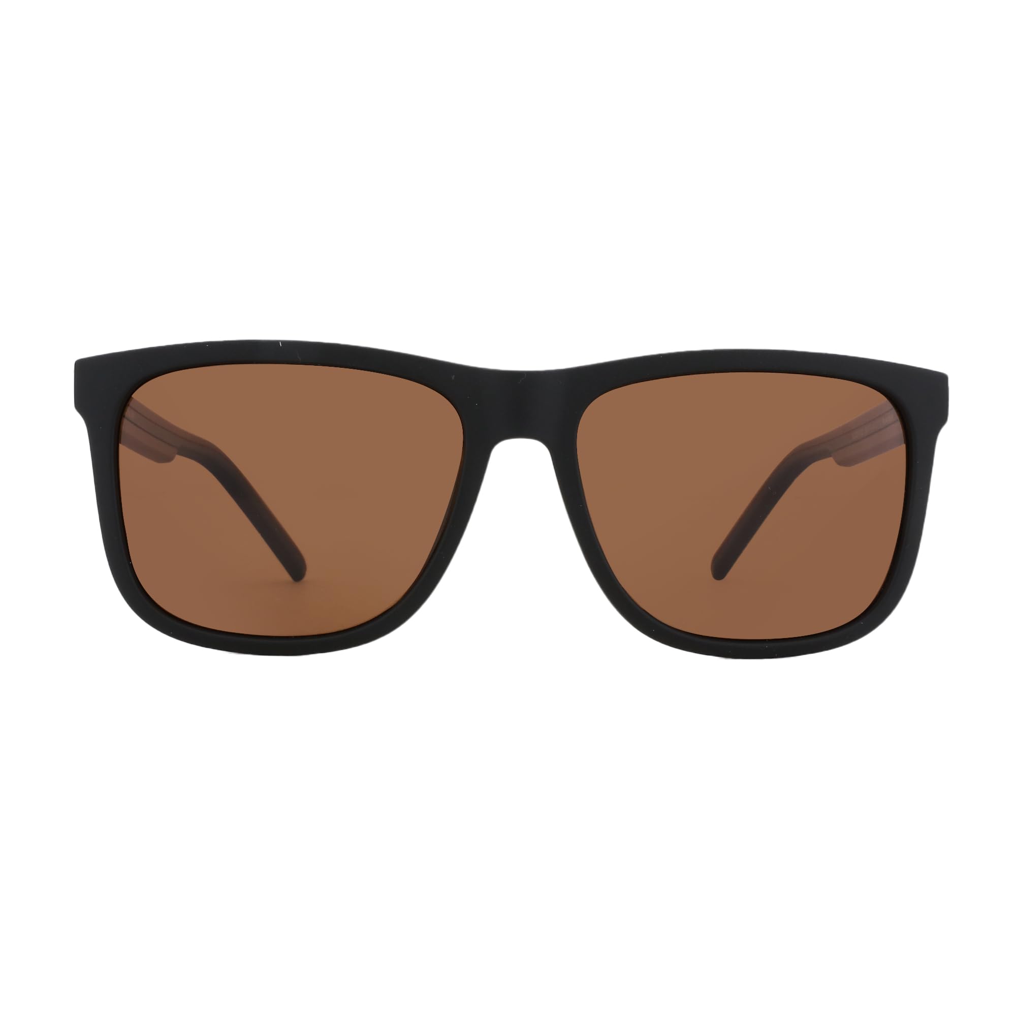 Gafas de sol polarizadas para hombre, ligeras, TR90, con marco cuadrado, protección UV400, C03 Marco Negro Lente Marrón, M 2