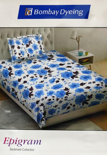 Image of Bombay Dyeing Epigram Printed Single Bed 100% Cotton Bedsheet Collection - (224X150) (L. Blue)
