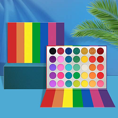 Rainbow Color Eyeshadow Palette High Pigmented Makeup Palette, Multichrome Eyeshadow for Clothes Show and Party, Matte &Metallic Eyes Shadow Included (35 Color)