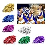 Cheerleading Pompons, 6 Stück farbige Kunststoffbälle mit Metallfolie für Sportevents und Partys als Tanzaccessoire