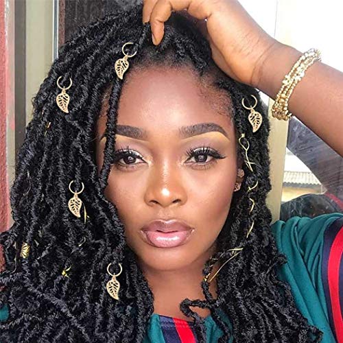 Woeoe Braids Rings Jewelry Gold Dreadlock Charms Hair Clips Accessory for Women and Girls (Pack of 5) (Leaf)