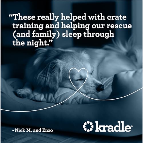 Image of Kradle Nighttime Calming Chews for Dogs - Sleep and Relaxation Support - Melatonin L-Theanine Chamomile Ashwagandha - Calming Supplement for Bedtime and Stress - Chicken Flavor - 90 Chews