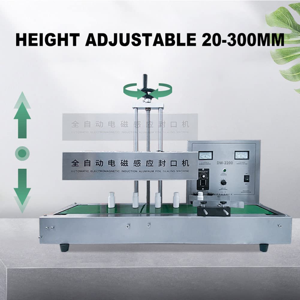 Sellador continuo de tapas de botellas por inducción electromagnética, máquina selladora automática de papel de aluminio de 2200 W, máquina selladora de tarros por calor de 15-120 mm para botellas d
