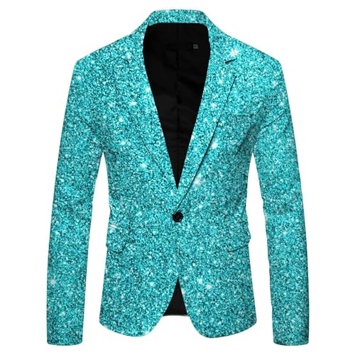 Men's Shiny Sequins Prints Blazer Solid Suit Jacket Stylish Tuxedo for Disco Ball Holiday Party Cocktail Wedding