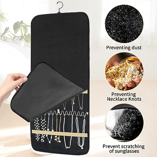 Oudizz Dual-sided Jewelry Organizer, Hanging Jewellery Organiser with Dustproof Cover and Rotating Metal Hook - Image 4