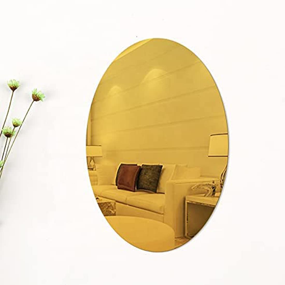 CARTENZA Flexible Self-Adhesive Mirror Sheets – Non-Glass Oval Plastic Mirror Tiles for DIY Home Décor, Wall Decoration & Crafts | 30 x 20 cm 4