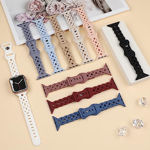 Image of Braided Silicone Bands Compatible with Apple Watch Women Slim Thin Narrow