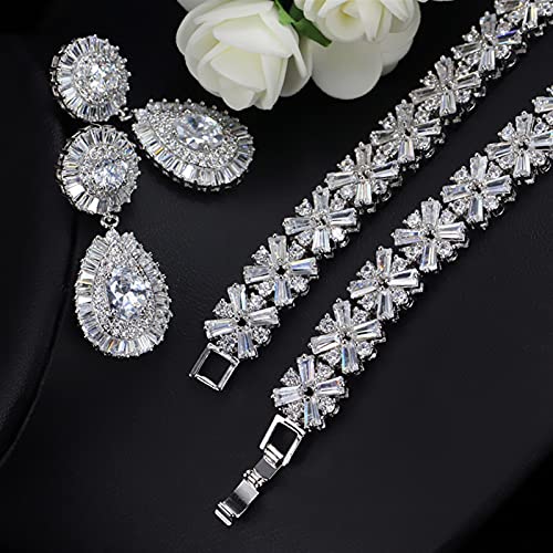 Conjunto de joyería de boda para novias con circonitas de lujo 4