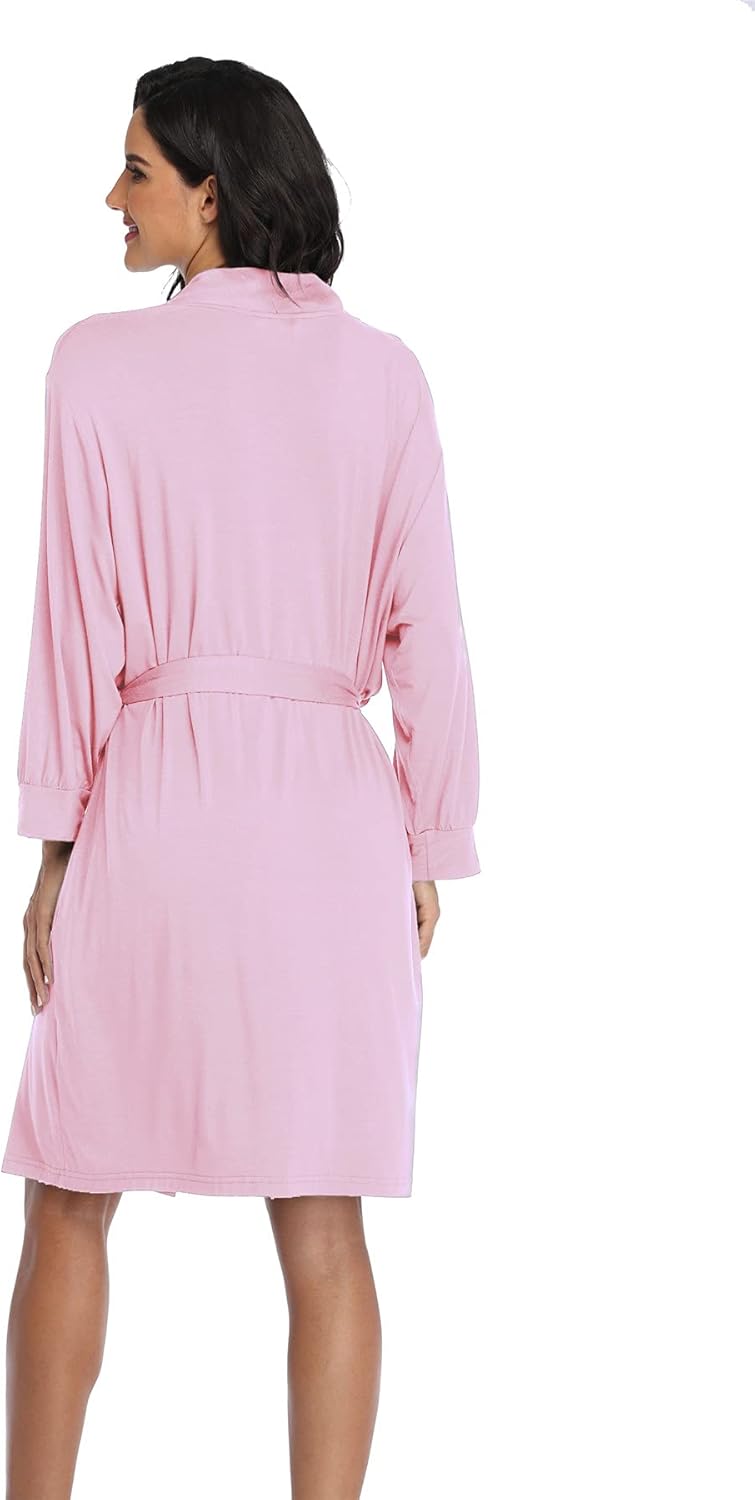 Super Shopping-zone Women's Robes Lightweight Kimono Robes Knit Bathrobes Soft Sleepwear Loungewear - Image 4
