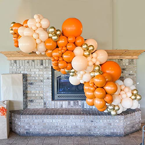 Orange Balloons Arch Garland Kit, Orange Beige White Metallic Gold Balloons for Birthday Wedding Baby Shower Anniversary Party Decorations - Image 2