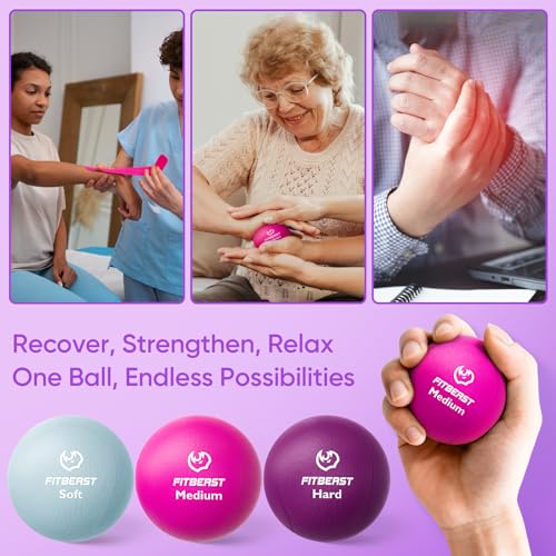 Image of FitBeast Grip Strength Trainer, Finger Exerciser, Stress Balls for Adults 6-Piece Set, Hand Therapy for Strength, Recovery & Stress Relief, Forearm Strengthener for Men, Women & Seniors