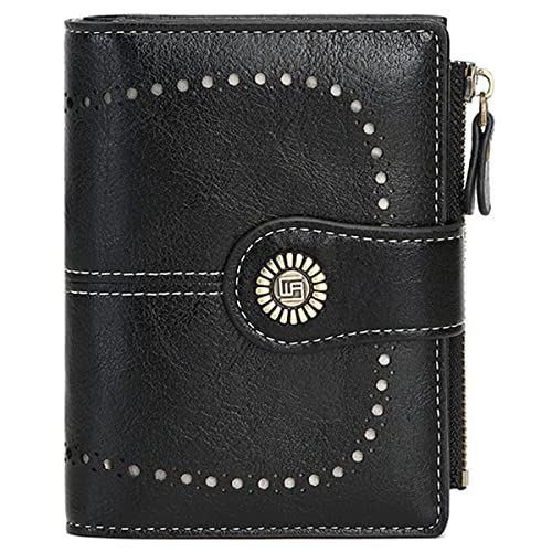 Small Women Wallet PU Leather Bifold Purse RFID Blocking Card Holder Wine