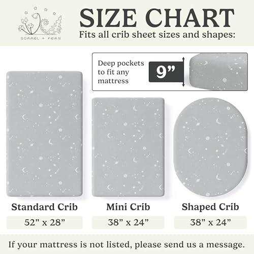 Image of Crib Sheets Neutral - Fitted Baby Crib Sheets Bed for Girl Boy - 2 Pack Standard & Toddler Mattress (Galaxy, Moon, and Stars) - Buttery Soft Organic Cotton Blend