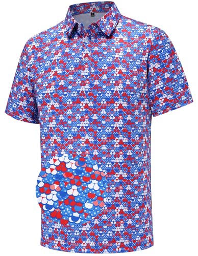 Mens Golf Polo Shirts Short Sleeve Moisture Wicking Dry Fit Performance Casual Funny Golf Polo Shirts for Men