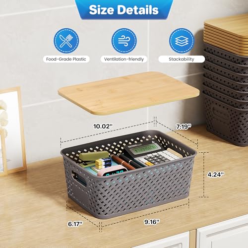 Get 8 Pack Stackable Storage Bins with Bamboo Lids - Use Code UGZK83I5 - Image 2