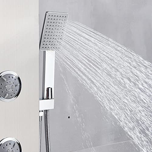 Rain Waterfall Shower Panel Tower Massage Body Jet System Faucet Stainless Steel-Brushed Nickel miniatura 7