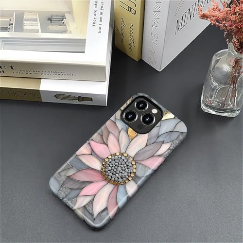 Coque iPhone 16 Pro Max rigide résistante aux chocs motif mosaïque rose floral