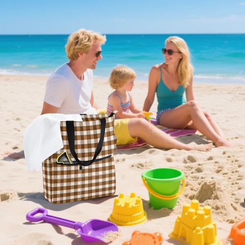 Bolsa de compras reutilizable en color marrón café y bronce con asas de tela 7