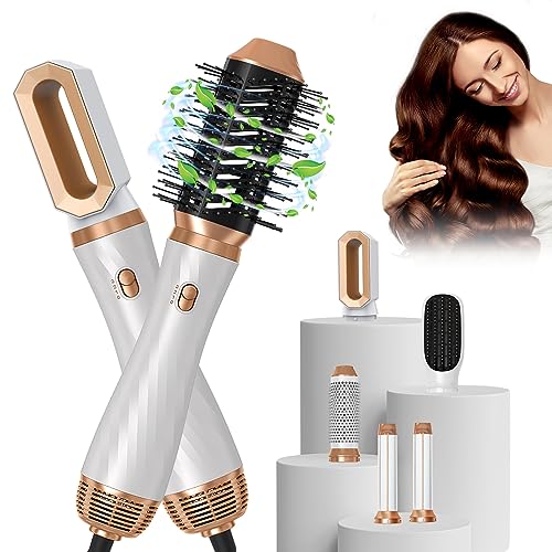 Hot Air Brush,Yitrust 6 in 1 Hair Dryer Brush,2023 Negative Ionic Detachable Hair Styling Tool Set,Round Hot Air Straightener Brush Volumizer,Air Curler Wand,Brush Blow Dryer Set