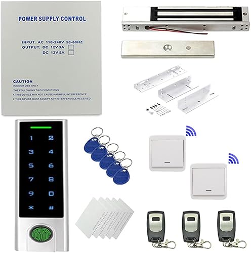 Miniatura 10 de Sistema de control de acceso biométrico de huellas dactilares y RFID, seguimiento de entrada y salida de 600 libras, cerradura magnética de 110 V,