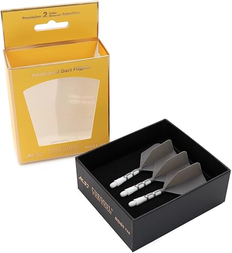 Miniatura 1 de CUESOUL ROST T19 - Eje de dardos integrado y vuelos con forma de ala grande, color gris, 1.102 in, dice adiós a la caída del vuelo de dardos