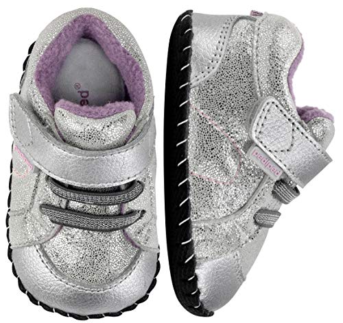 pediped baby girls Dani Crib Shoe, Silver Shimmer, 6-12 Months Infant US