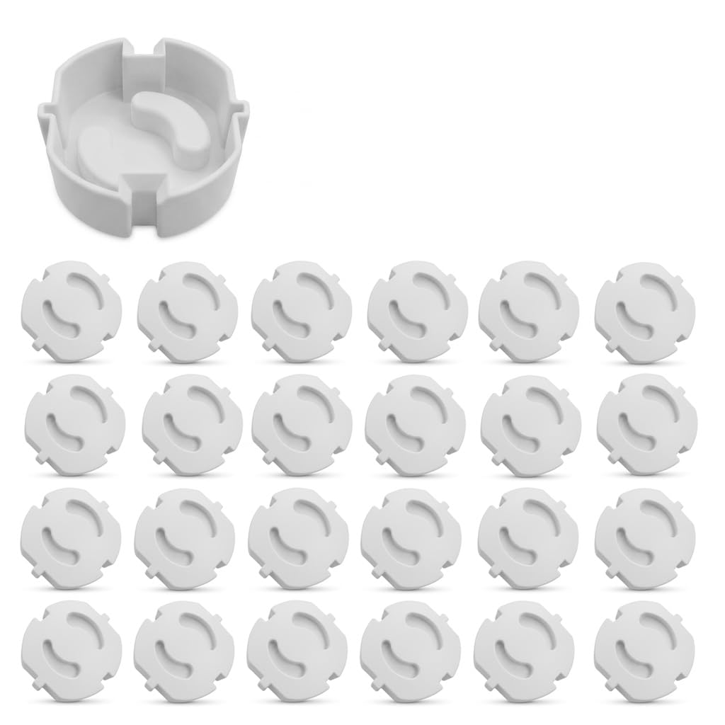 Lot de 25 cache-prises pour enfants - Installation facile - Protection contre les chocs électriques - Sans collage - Pour la famille