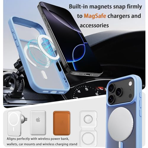 Image of Magnetic for iPhone 17 Pro Max Phone Case, [Compatible with MagSafe], Screen Protector X1, [Military Grade Drop Protection],Matte Finish,Slim,Shockproof,Protective (Light Blue, 17 Pro Max)