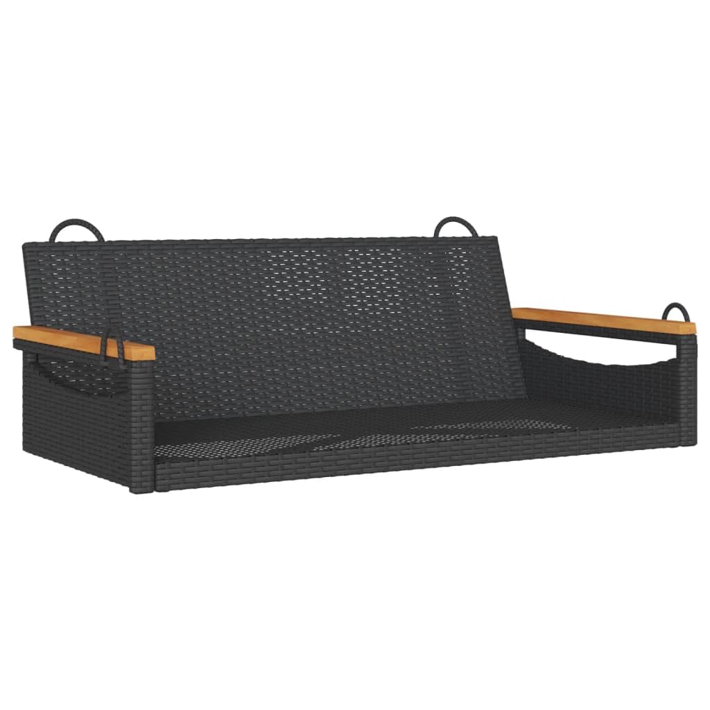 vidaXL Panchina Dondolo Nera 109x62x40 cm in Polyrattan, seduta sospesa, seduta a dondolo da giardino, seduta a dondolo in polyrattan