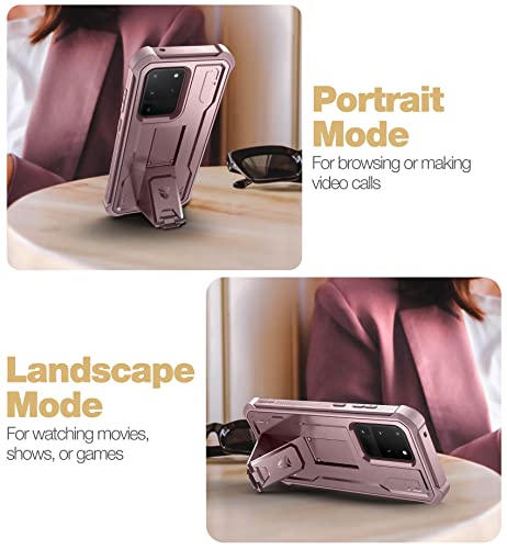 Image of Dexnor Full Body Case for Samsung Galaxy S20 Ultra /6.9 inches,[Built in Screen Protector and Kickstand] Heavy Duty Military Grade Protection Shockproof Protective Cover for Galaxy S20 Ultra,Peony Pink