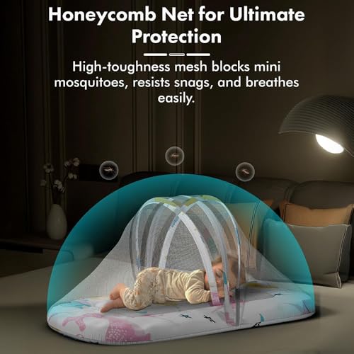 Image of StarAndDaisy 2-in-1 Baby Sleeping Bag with Mosquito Net for Newborn /Soft & Breathable Cotton Sleeping Sack Cum Wrapper /Foldable Bag for Baby Protection /Infant (0-12 Months)-Ocean Print