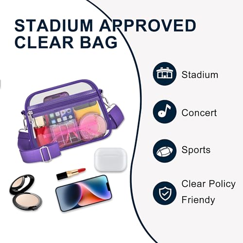 Image of Oraben Clear Bag for Stadium Events Clear Purse Stadium Bag Satchel Handbags for Sports Events Concerts Festivals | Stadium Approved