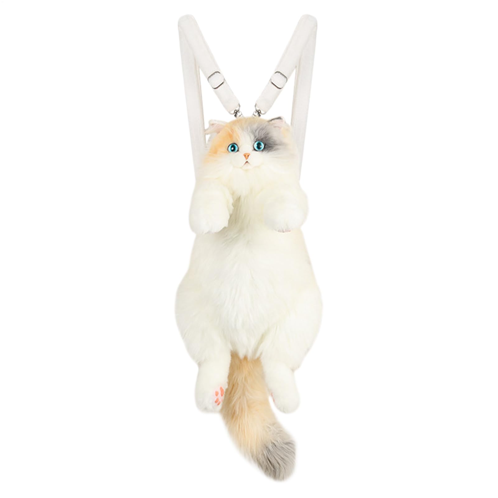 Mochila Gato Peluche Forma Gatito Calicó Hecho a Mano | Mochila De Peluche Animal Con Forma De Gato Suave Peluche Mochila Bolso Adorable Hecho a Mano para Diario Cumpleaños Mujeres