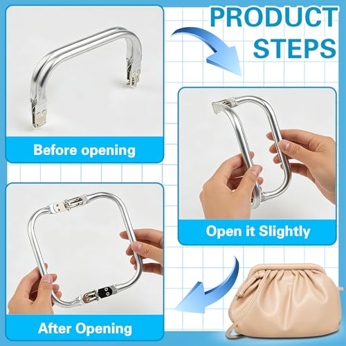 Miniatura 4 de Nlmwti Boquillas Para Bolsos, 4 Piezas Marco Tubular Interno 16cm 18cm 20cm 25cm, Cierres De Bolso De Ganchillo En Aluminio Para Bolsos De Crochet Para Hacer Monedero, Bolsas Y Otras Manualidades