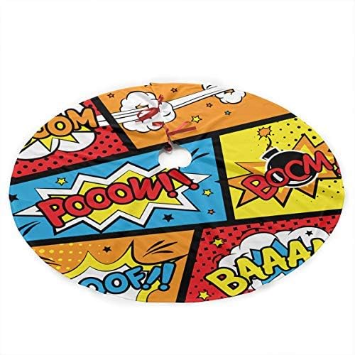 Falda de árbol de Navidad con diseño de grafiti cómico, decoración navideña