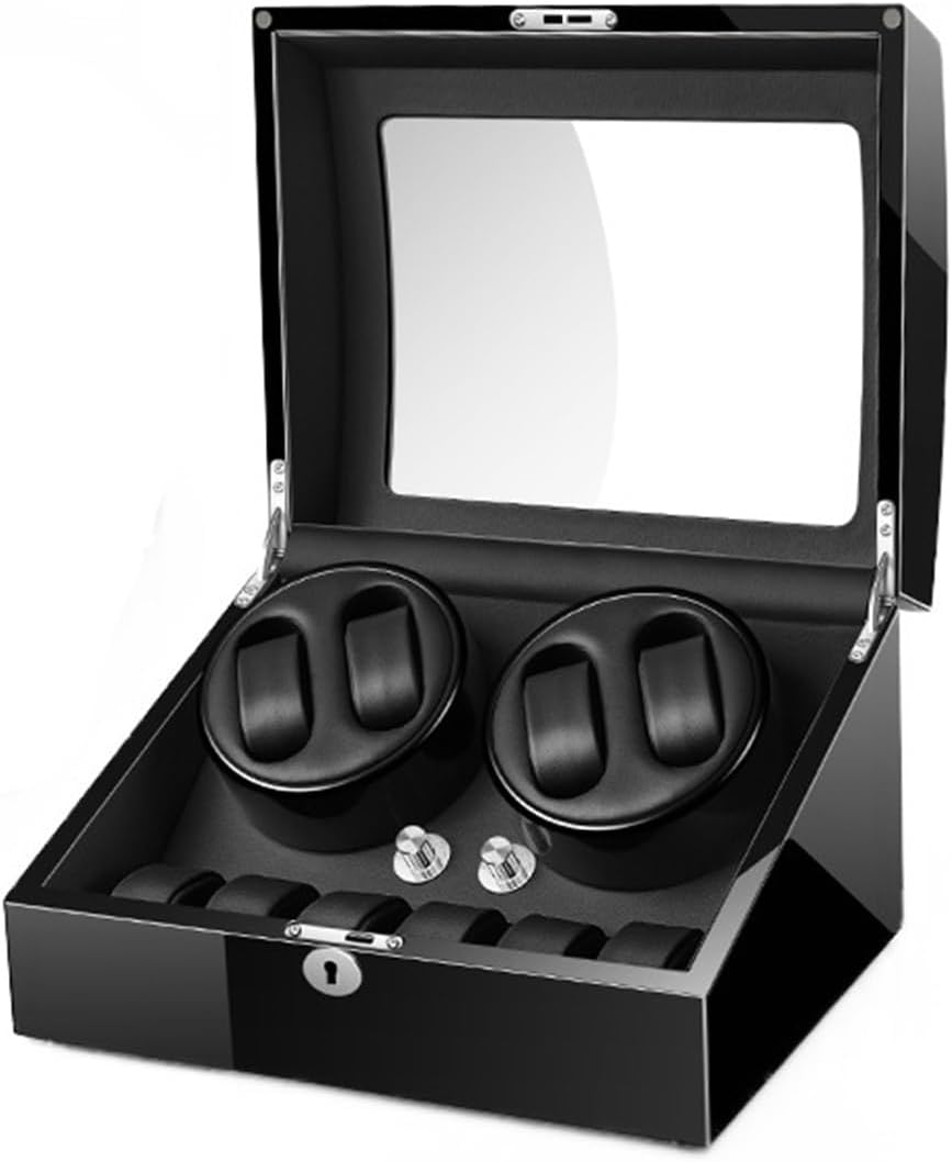 PAHION Luxury Automatic Watch Winder with Storage Drawer LED Back Light Display Box 5 Rotation Mode Setting Watch Box Organizer for Men's and Women's Wristwatch
