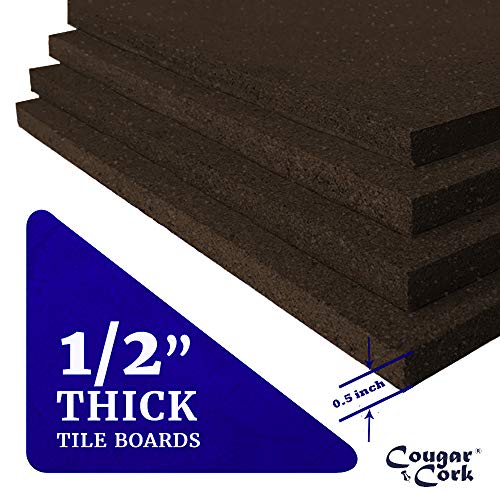 Premium Dark Cork Board Tiles 12" x 12" Extra Thick 1/2" Strong