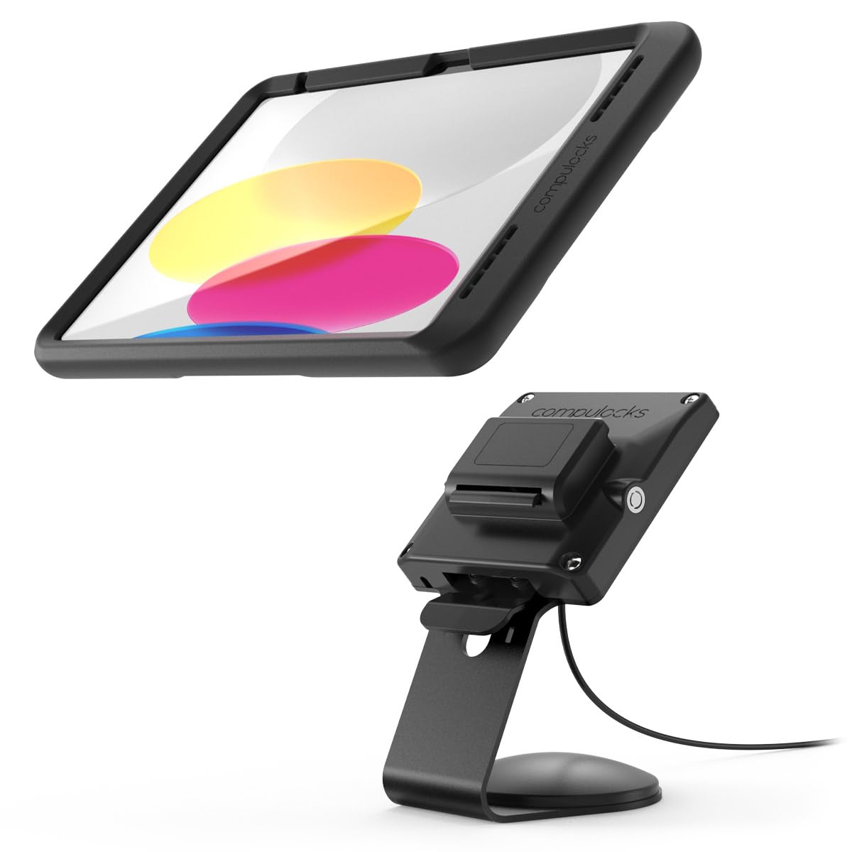 Compulocks iPad 10th-11th (A16) Gen, Support avec Charge avec câble dissimulé Core Support de comptoir ou Support Mural Noir