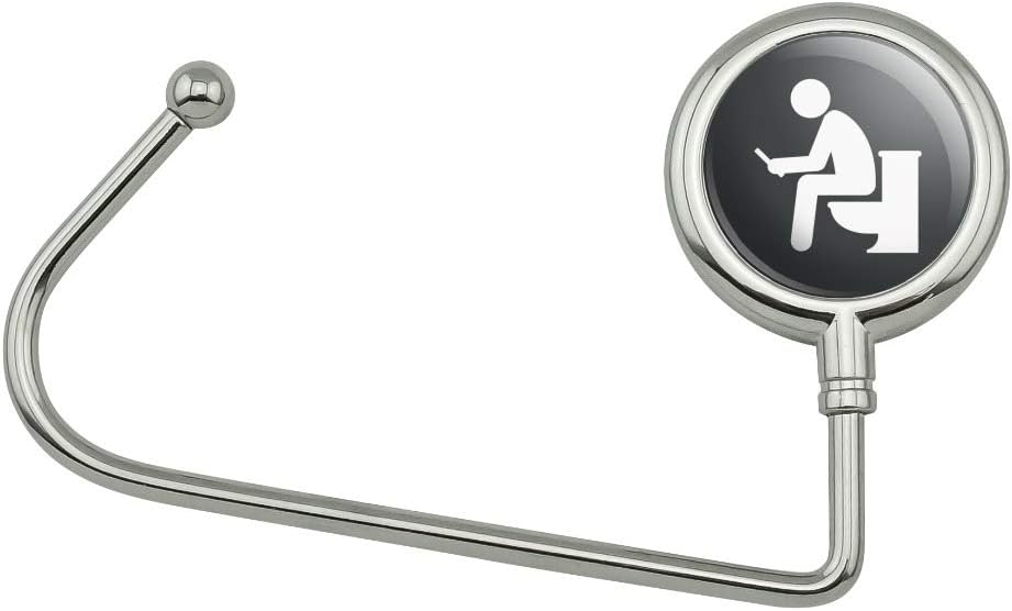 Man Pooping on Toilet Funny Purse Bag Hanger Holder Hook